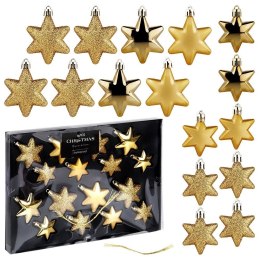 Bombki Choinkowe VILDE Gwiazdki Złote 5/6 cm Zestaw 16 szt. Nietłukące