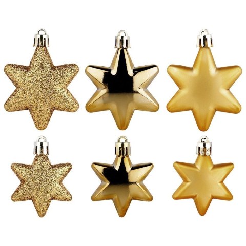 Bombki Choinkowe VILDE Gwiazdki Złote 5/6 cm Zestaw 16 szt. Nietłukące