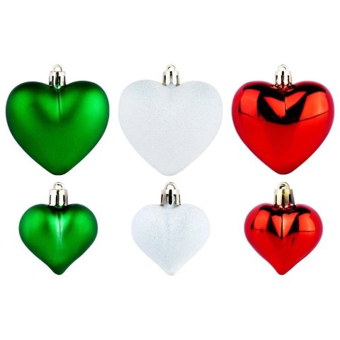 Bombki Choinkowe VILDE Serduszka Czerwone Zielone Białe 6,5/4,5 cm