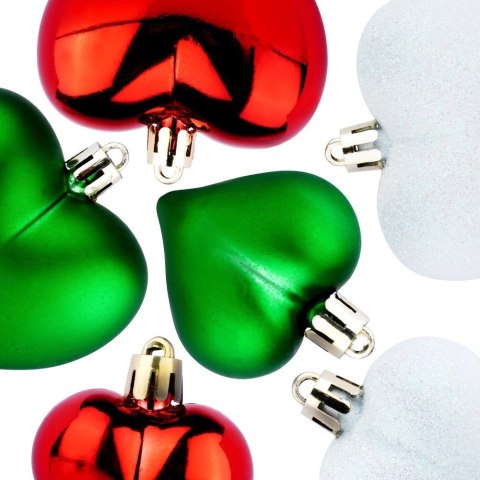 Bombki Choinkowe VILDE Serduszka Czerwone Zielone Białe 6,5/4,5 cm