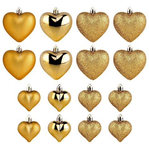 Bombki Choinkowe VILDE Serduszka Złote 6,5/4,5 cm Zestaw 16 szt.