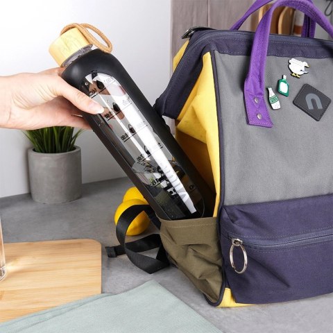 Butelka Szklana VILDE 518 ml Borokrzemowe z Pokrowcem i Bambusową Zakrętką