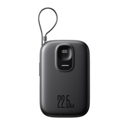 Powerbank 10000mAh z wbudowanym kablem 22.5W USB-C 0.25 cm - czarny