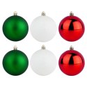 Bombki Choinkowe VILDE Czerwone Zielone Białe 8 cm Zestaw 6 szt.