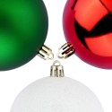 Bombki Choinkowe VILDE Czerwone Zielone Białe 8 cm Zestaw 6 szt.