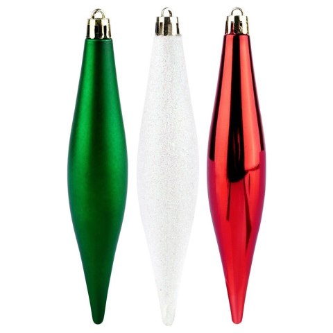 Bombki Choinkowe VILDE Sople Czerwone Zielone Białe 15 cm 4 szt.