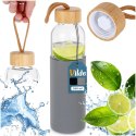 Butelka na Wodę VILDE Szklana 500 ml Silikonowy Pokrowiec Szary
