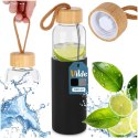 Butelka na Wodę VILDE Szklana 500 ml Silikonowy Pokrowiec Czarny