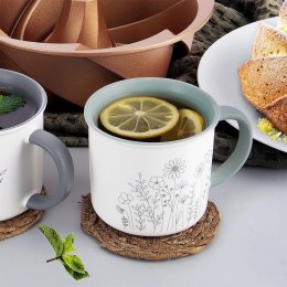 Kubek Porcelanowy 400 ml ORION Kwiaty Biały Solidny do Zmywarki