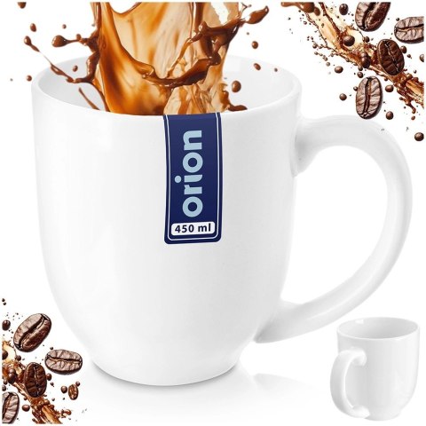 Kubek Porcelanowy 450 ml ORION Mona Biały Pojemny Klasyczny do Zmywarki