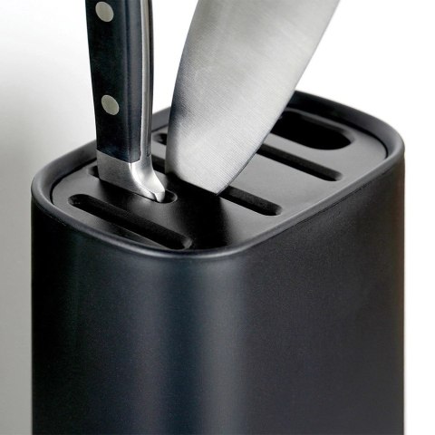 Stojak na Noże Czarny z Przegródkami 21 cm Antypoślizgowy EH