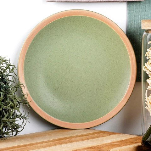 Talerz Deserowy Ceramiczny Zielony NAVA ARTHENA 21 cm Kamionkowy Brzeg