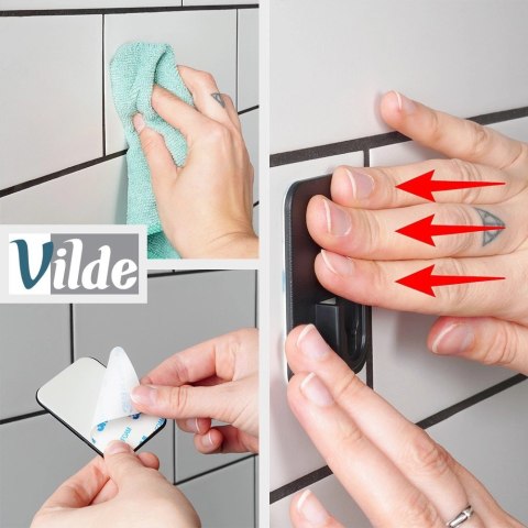 Uchwyt na Papier Toaletowy bez Wiercenia VILDE Montaż Taśma 3M 16,5 x 7 cm