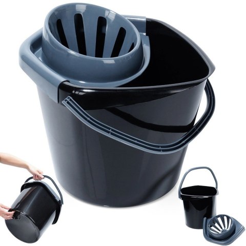 Wiadro do Mopa z Wyciskaczem 10 L VILDE Poręczny Uchwyt 33 x 30,5 cm