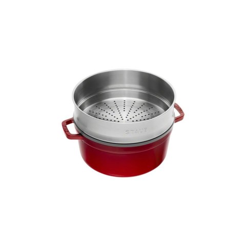 Garnek żeliwny okrągły z wkładem STAUB 40510-601-0 - czerwony 5.25 ltr