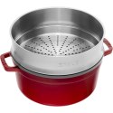 Garnek żeliwny okrągły z wkładem STAUB 40510-601-0 - czerwony 5.25 ltr