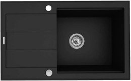 Zlewozmywak granitowy jednokomorowy z ociekaczem PYRAMIS SPARTA PLUS LUX 78x48 1B 1D 070083701 czarny (czarny nakrapiany)