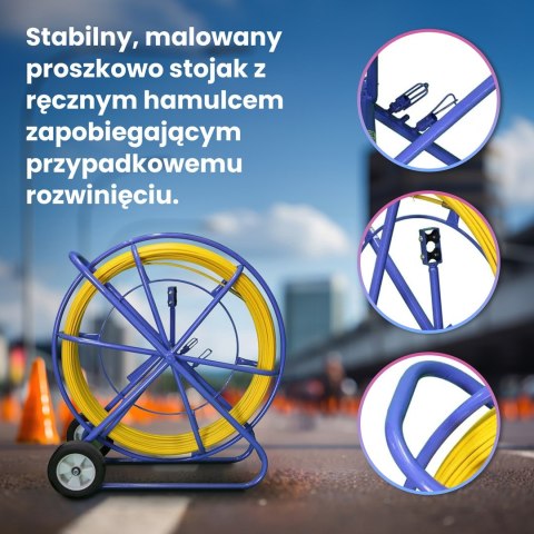 Extralink Pilot 8mm 250m | Pilot do przeciągania kabli | włókno szklane FRP, śr. 8mm, dł. 250m, żółty (EX.30905)