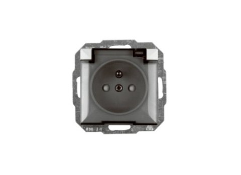 ABEX PERŁA GNIAZDO POJEDYNCZE P/T Z/U IP44 CZARNY M. KLAPKA DYMNA