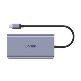 Hub USB-C UNITEK uHUB O8+ Szary Przewodowy