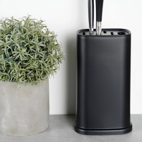 Stojak na Noże Czarny z Przegródkami 21 cm Antypoślizgowy EH