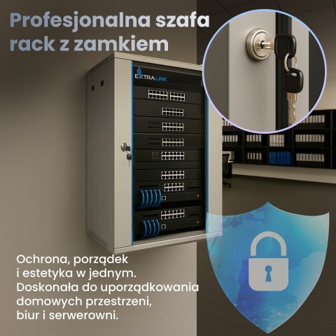 Extralink Szafa rack 18U 600x450 Szara montowana na ścianie