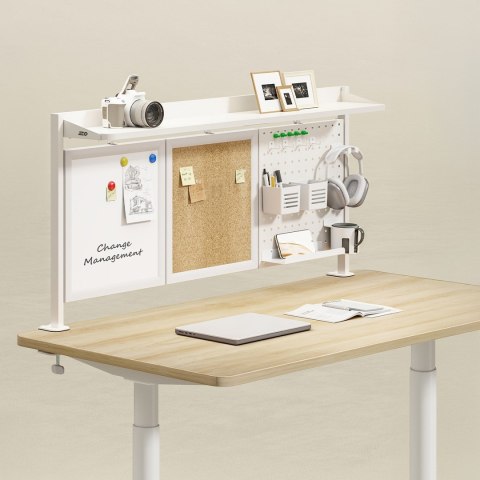 ERGO OFFICE PRZEGRODA BIURKOWA / ORGANIZER, MAX. OBCIĄŻENIE 10KG, BIAŁA I KORKOWA TABLICA, SZEROKOŚĆ 1250MM, BIAŁA ER-300 W