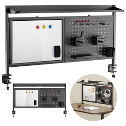 ERGO OFFICE PRZEGRODA BIURKOWA / ORGANIZER, MAX. OBCIĄŻENIE 10KG, BIAŁA TABLICA, SZEROKOŚĆ 1116MM, CZARNA ER-301 B