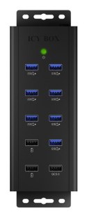 ICY BOX IB-HUB1703-QC3 USB 3.2 Gen 1 (3.1 Gen 1) Type-B 5000 Mbit/s Czarny