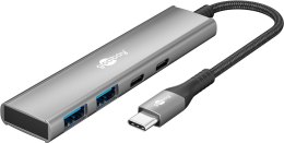 Goobay Goobay 76563 Slim 4-portowy koncentrator USB, USB-C™ auf USB-C™/USB-A, 5 Gbit/s, szary
