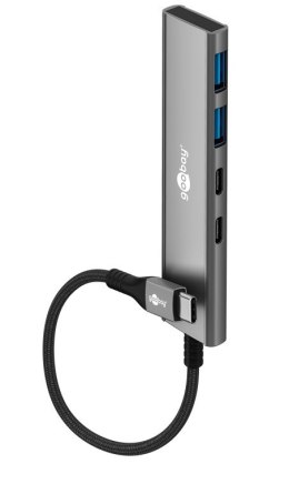 Goobay Goobay 76563 Slim 4-portowy koncentrator USB, USB-C™ auf USB-C™/USB-A, 5 Gbit/s, szary