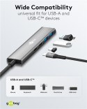 Goobay Goobay 76563 Slim 4-portowy koncentrator USB, USB-C™ auf USB-C™/USB-A, 5 Gbit/s, szary