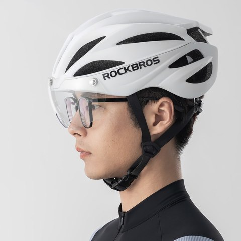 Kask rowerowy z szybką odpinanymi okularami z filtrem UV unisex - brązowy