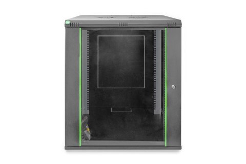 Szafa sieciowa wisząca DYNAmic 19" 16U rack 600x600, drzwi szyba, czarny, niedzielona, złożona, 60kg