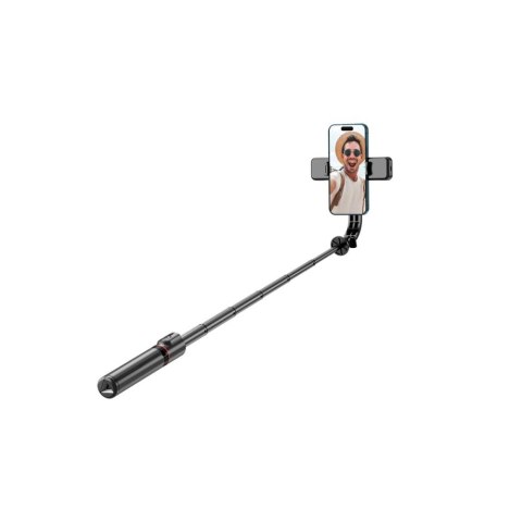 Selfie stick kijek do zdjęć Bluetooth z tripodem lampą LED do 105cm - czarny