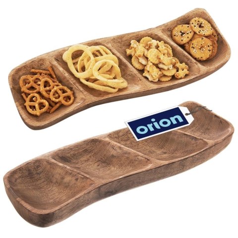 Talerz Taca Drewniany Dzielony ORION 35 x 11 cm Mango Ręcznie Robiony