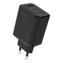 Ładowarka sieciowa GaN z kablem USB-C 1m 65W - czarna