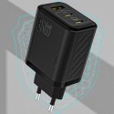 Ładowarka sieciowa GaN z kablem USB-C 1m 65W - czarna