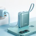Powerbank 10000mAh 22.5W z wbudowanymi kablami - niebieski