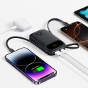 Powerbank 10000mAh 22.5W z wyświetlaczem kablami USB-C iPhone Lightning - czarny