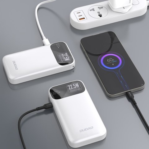 Powerbank K31 10000 mAh 22.5W PD z wbudowanym kablem - biały