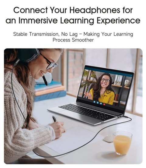 Kabel przewód stereo AUX mini jack 3.5mm 1m - czarny