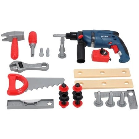 DEDRA ZABAWKA WIERTARKA Z AKCESORIAMI W WALIZCE