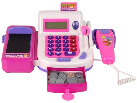 ND24_21 Duża Kasa Sklepowa z Kalkulatorem +Wózek na Zakupy