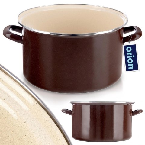 Garnek Emaliowany 10 L ORION BROWN Retro Duży 30 cm Indukcja Zmywarka