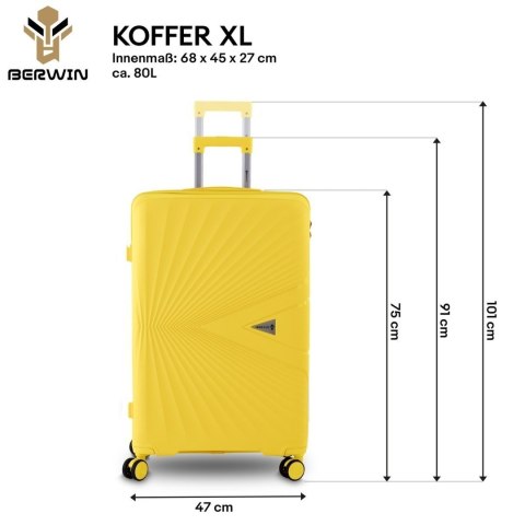 Komplet podróżny 3 walizki XL L M + kosmetyczka twarde TSA 4 kółka lekki