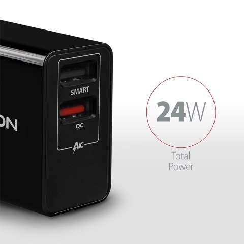 AXAGON AXAGON Dual wallcharger 240V/2x USB port QC3.0/AFC/FCP and 5V-1.2A, 24W | ACU-QS24