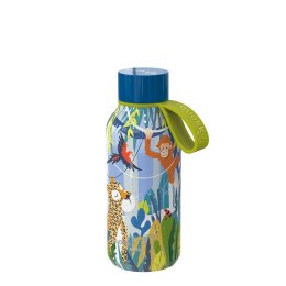 ND38_40145 Quokka Solid Kids with strap - Butelka termiczna ze stali nierdzewnej 330 ml z paskiem (Jungle)