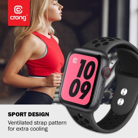 ND38_CRG-40DSB-BLK Crong Duo Sport Band - Pasek do Apple Watch 38/40 mm (szary/czarny)