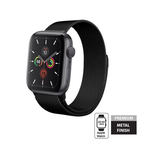 ND38_CRG-44MST-BLK Crong Milano Steel - Pasek ze stali nierdzewnej do Apple Watch 42/44 mm (czarny)
